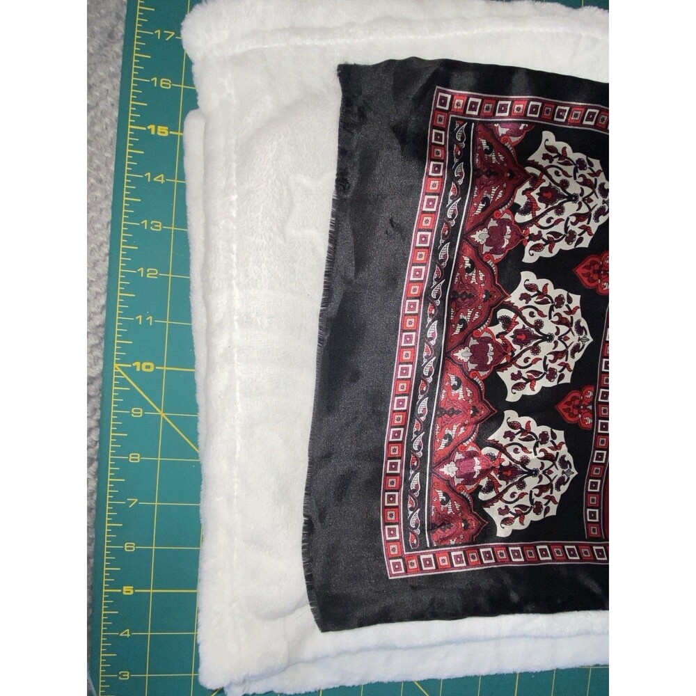 Vintage Red and Black Patterned Silk Scarf - Picture 7 of 16